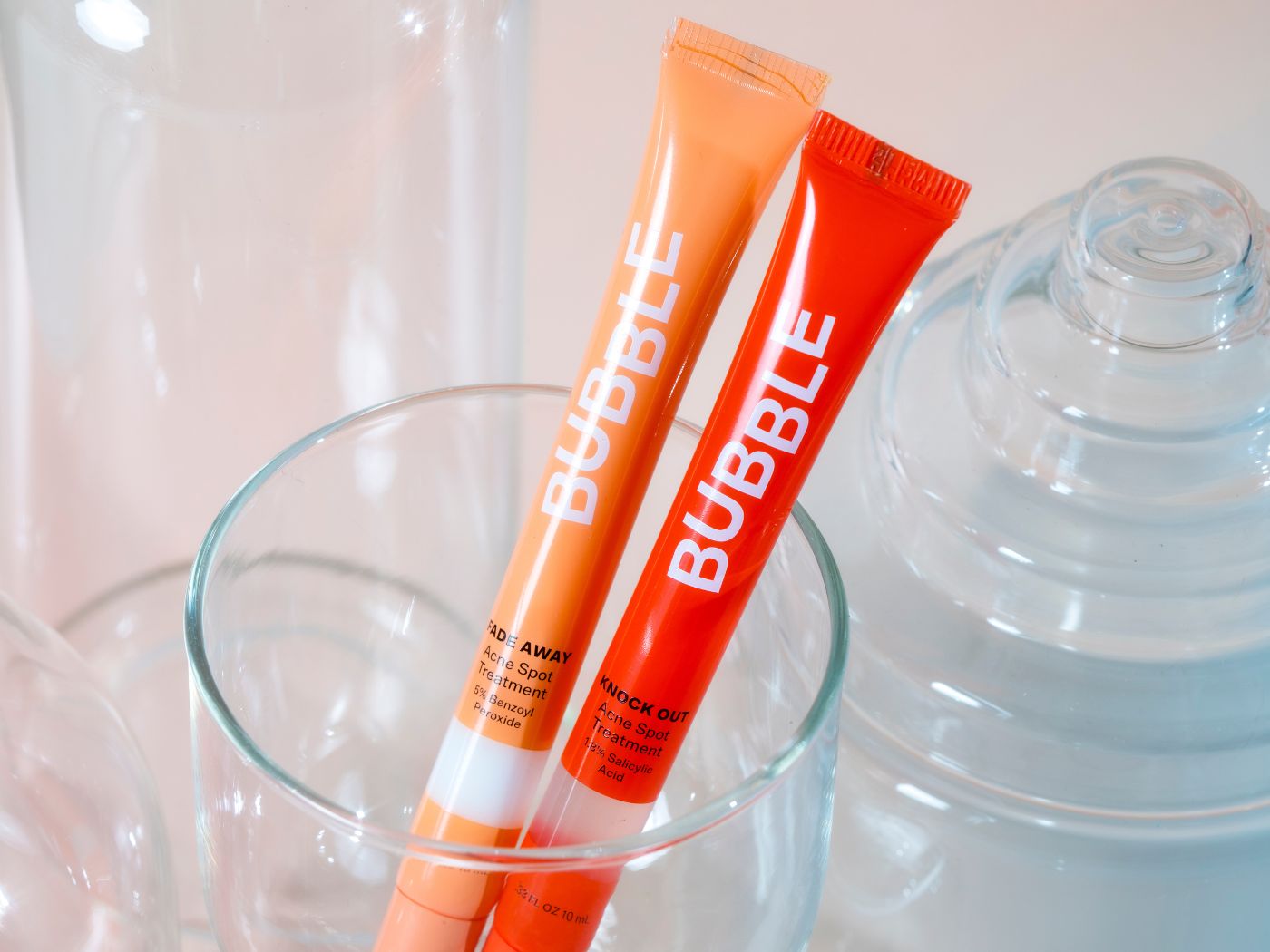 Bubble Acne Spot Treatment Tubes In A Glass Jar