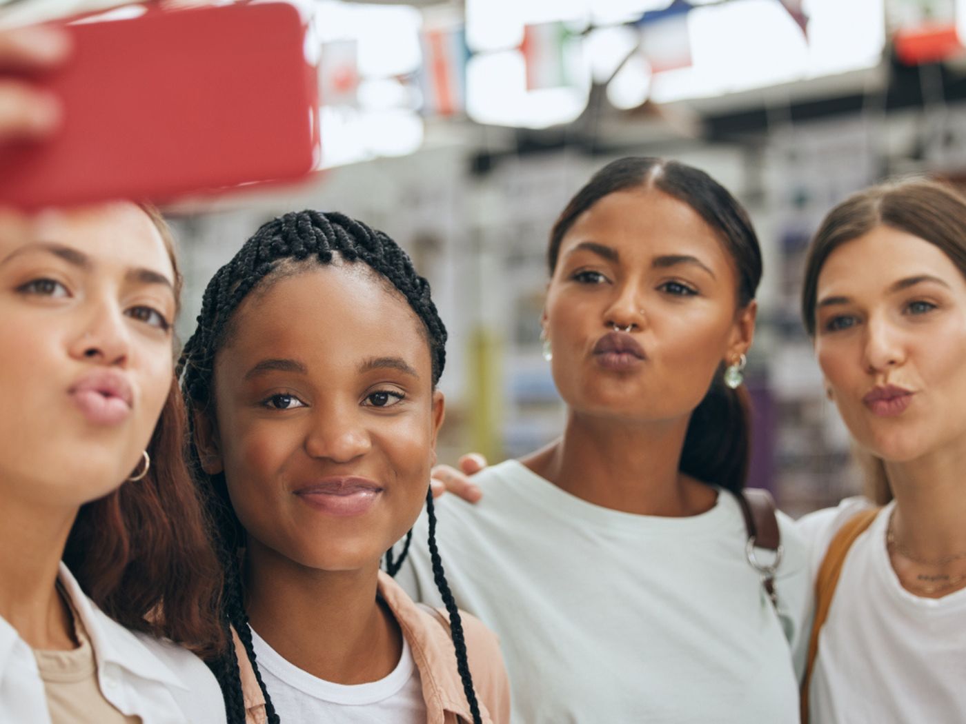 Four young women taking a selfie together